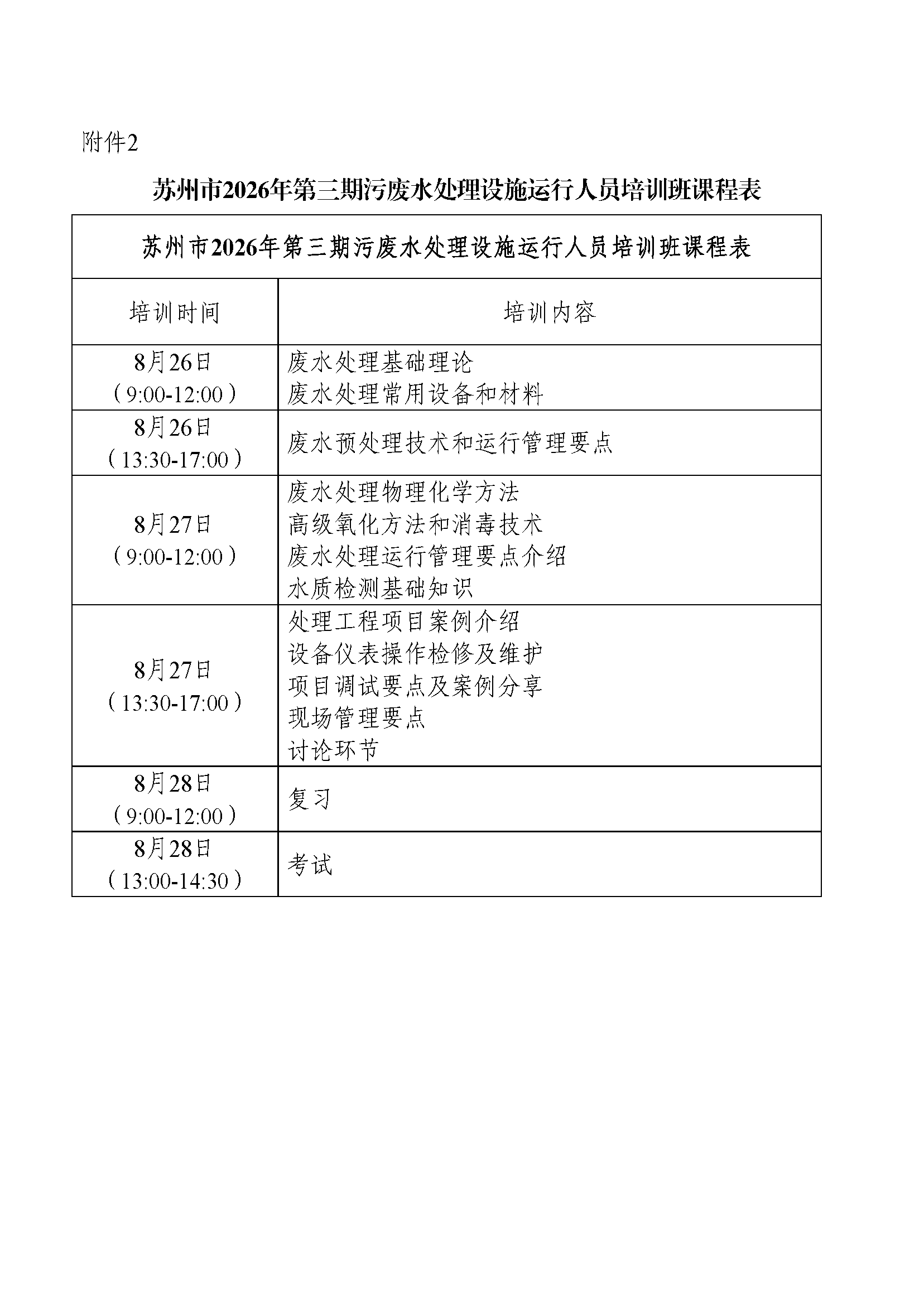 关于举办苏州市2026年第三期污废水处理设施运行人员培训班的通知